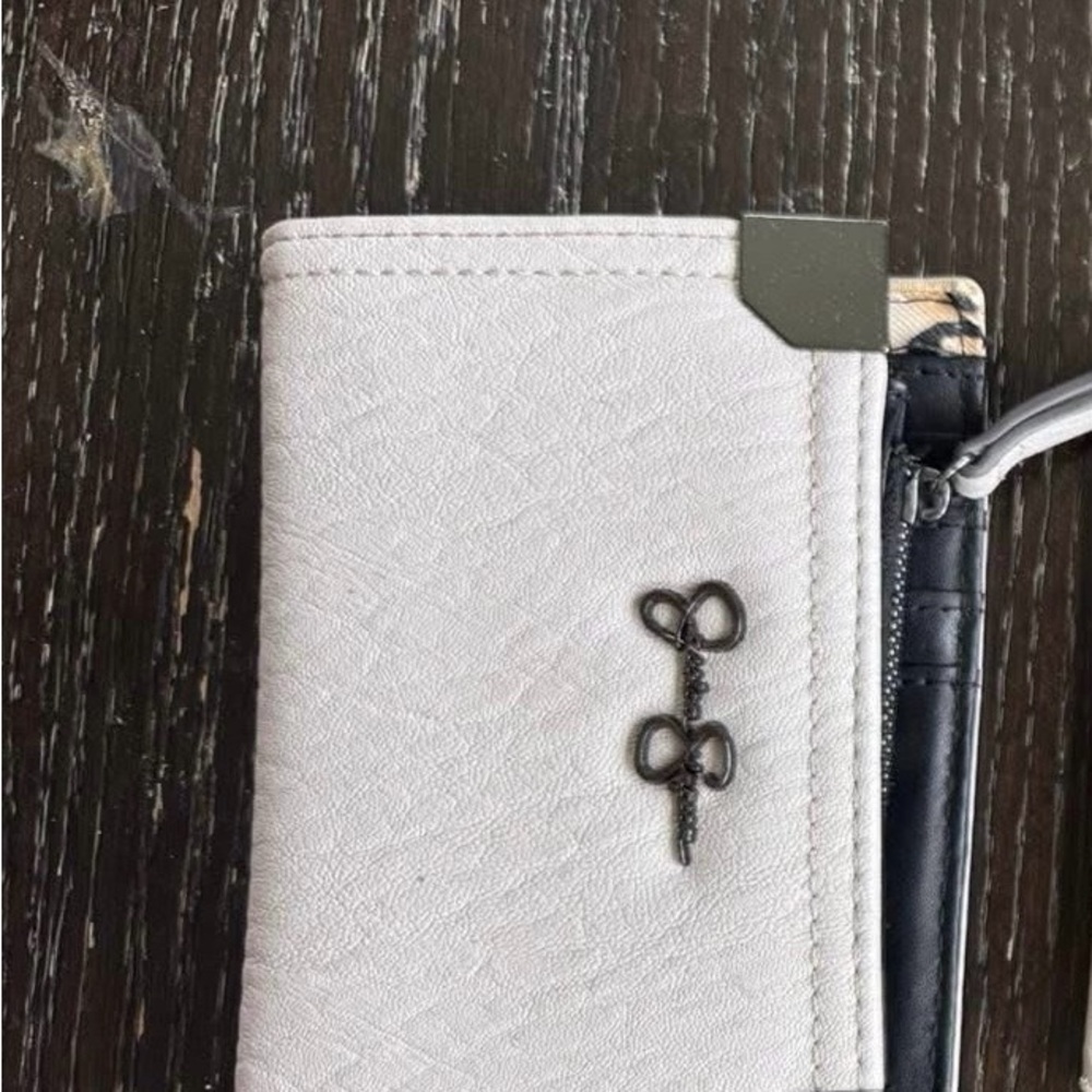 White and Black Wallet with Scissor Charm